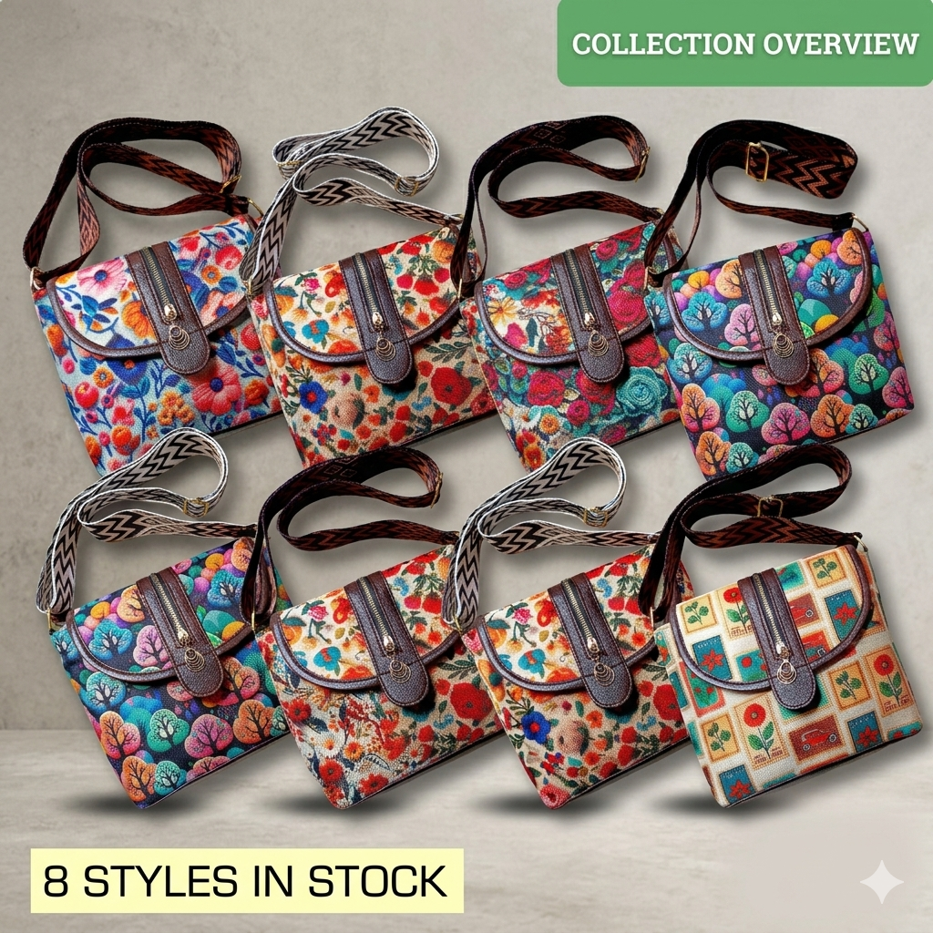 Premium Floral Sling Bag with Adjustable Designer Strap