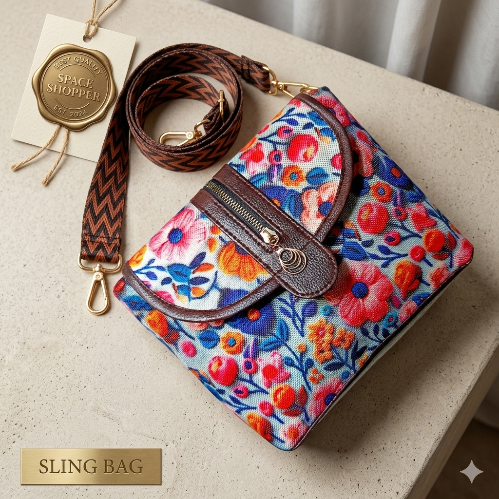 Premium Floral Sling Bag with Adjustable Designer Strap